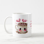 Mug Aquarelle rose et crème mignonne Aimer le cacao ch (Gauche)