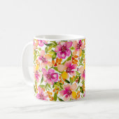 Mug Aquarelle rose et jaune serena Floral (Devant gauche)