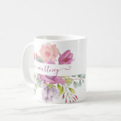 Mug Aquarelle rose et pêche florale personnalisée (Devant gauche)