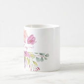 Mug Aquarelle rose et pêche florale personnalisée (Centre)