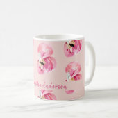 Mug Aquarelle rose exotique Flamingo Motif et nom (Devant droit)