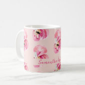 Mug Aquarelle rose exotique Flamingo Motif et nom (Devant gauche)
