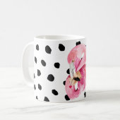 Mug Aquarelle rose exotique moderne Flamant rose & poi (Devant gauche)