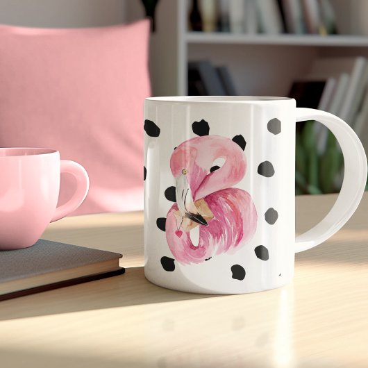 Mug Aquarelle rose exotique moderne Flamant rose & poi