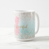 Mug Aquarelle rose Fille Ananas tropical (Devant droit)