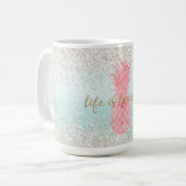 Mug Aquarelle rose Fille Ananas tropical (Devant gauche)