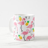 Mug Aquarelle rose flamant rose et ananas jaune (Devant gauche)