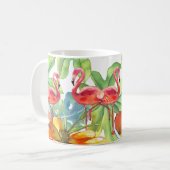 Mug Aquarelle rose Flamant rose tropical (Devant gauche)