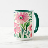 Mug Aquarelle rose Fleurs Art (Devant droit)