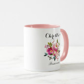 Mug Aquarelle rose Floral Bridesmaid (Devant droit)