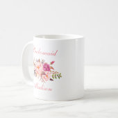 Mug Aquarelle rose Floral Nom de la servante (Devant gauche)
