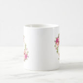 Mug Aquarelle rose Floral Or Cercle Monogramme (Centre)