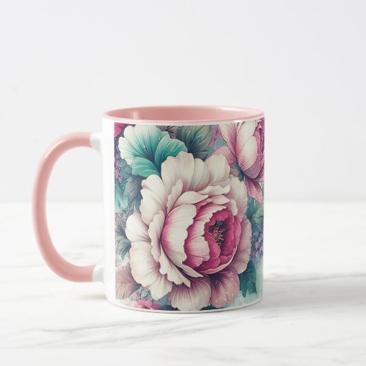 Mug Aquarelle Rose Florale (Gauche)