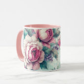 Mug Aquarelle Rose Florale (Devant gauche)