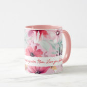 Mug Aquarelle rose FLowers | Cadeau pour maman | (Devant droit)
