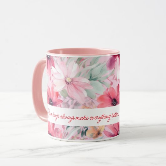 Mug Aquarelle rose FLowers | Cadeau pour maman | (Devant gauche)