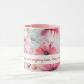 Mug Aquarelle rose FLowers | Cadeau pour maman | (Centre)