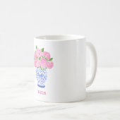 Mug Aquarelle rose Hydrangée Chinoiserie Nom (Devant droit)