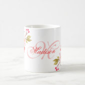 Mug Aquarelle rose jolie Floral Personnalisé Monogramm (Centre)
