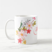 Mug Aquarelle rose jolie Floral Personnalisé Monogramm (Gauche)