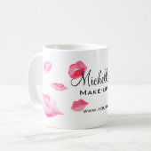 Mug Aquarelle rose lèvres maquillage marque (Devant gauche)