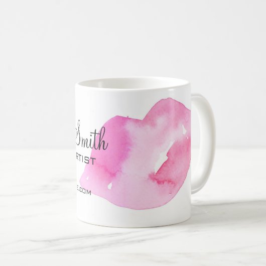 Mug Aquarelle rose lèvres maquillage marque (Devant droit)