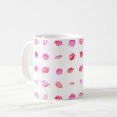 Mug Aquarelle rose lèvres motif maquillage marque (Devant gauche)
