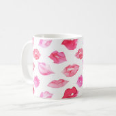 Mug Aquarelle rose lèvres motif maquillage marque (Devant gauche)
