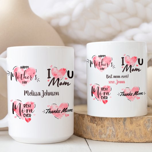 Mug Aquarelle rose Meilleure maman Tous les chants de 