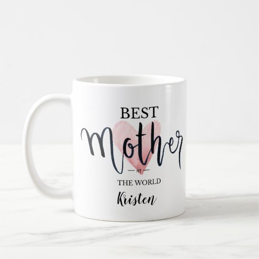 Mug Aquarelle rose meilleure mère au monde (Gauche)