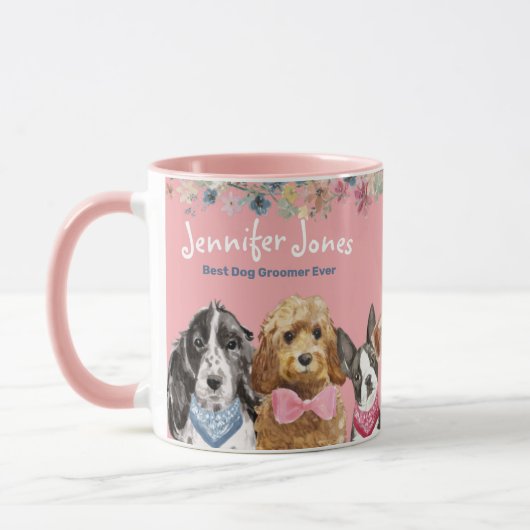 Mug Aquarelle rose mignonne Florale Meilleur Groomer d (Gauche)