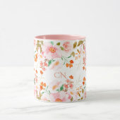 Mug Aquarelle rose mignonne Roses Nom de fille Monogra (Centre)