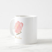 Mug Aquarelle rose minimaliste Fleur personnalisée (Devant gauche)
