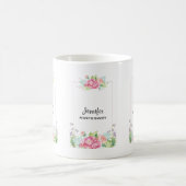 Mug Aquarelle rose moderne Cadre Floral (Centre)