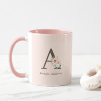 Aquarelle rose Monogramme floral