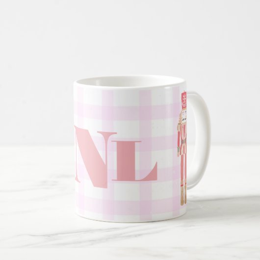 Mug Aquarelle rose Monogramme Nutcracker En vichy hive (Devant droit)
