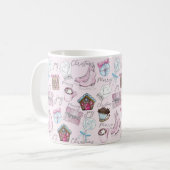 Mug Aquarelle rose Noël mignonne fille (Devant gauche)