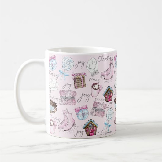 Mug Aquarelle rose Noël mignonne fille (Gauche)