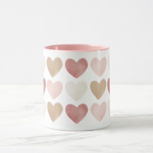 Mug Aquarelle rose or Coeurs Saint-Valentin (Centre)