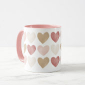 Mug Aquarelle rose or Coeurs Saint-Valentin (Devant gauche)
