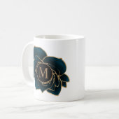 Mug aquarelle rose or et bleu monogramme (Devant gauche)