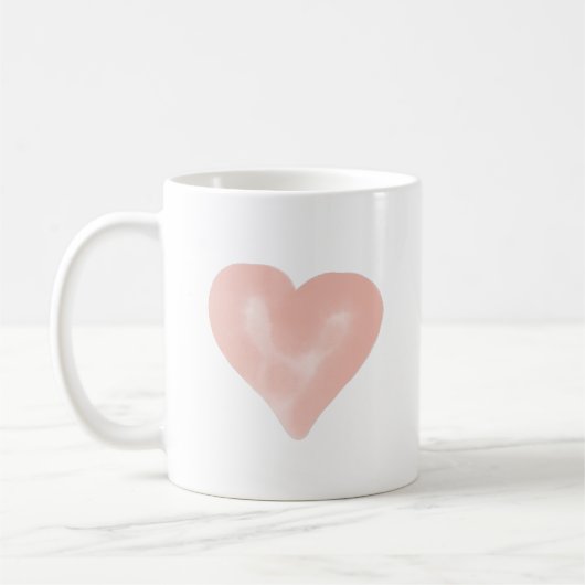 Mug Aquarelle rose pâle Amour du coeur (Gauche)