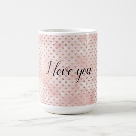 Mug Aquarelle rose pâle Coeurs or (Centre)