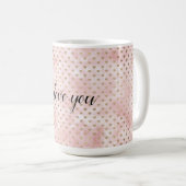 Mug Aquarelle rose pâle Coeurs or (Devant droit)