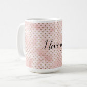 Mug Aquarelle rose pâle Coeurs or (Devant gauche)