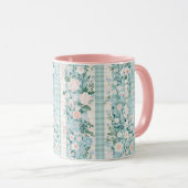 Mug Aquarelle rose pastel Flores En vichy (Devant droit)