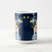 Mug Aquarelle Rose Peony Flowers Marine Blue Wood (Centre)
