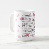 Mug Aquarelle Rose Pétales Mots Inspirants (Devant gauche)