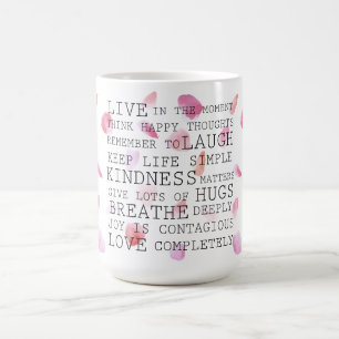 Mug Aquarelle Rose Pétales Mots Inspirants