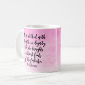 Mug Aquarelle rose Proverbes 31 Bible chrétienne des f (Devant gauche)